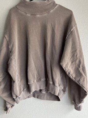 Joah Brown Turtleneck Sweatshirt Womens  S/M  Oversized Minimalist Mocha Brown